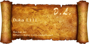 Duka Lili névjegykártya